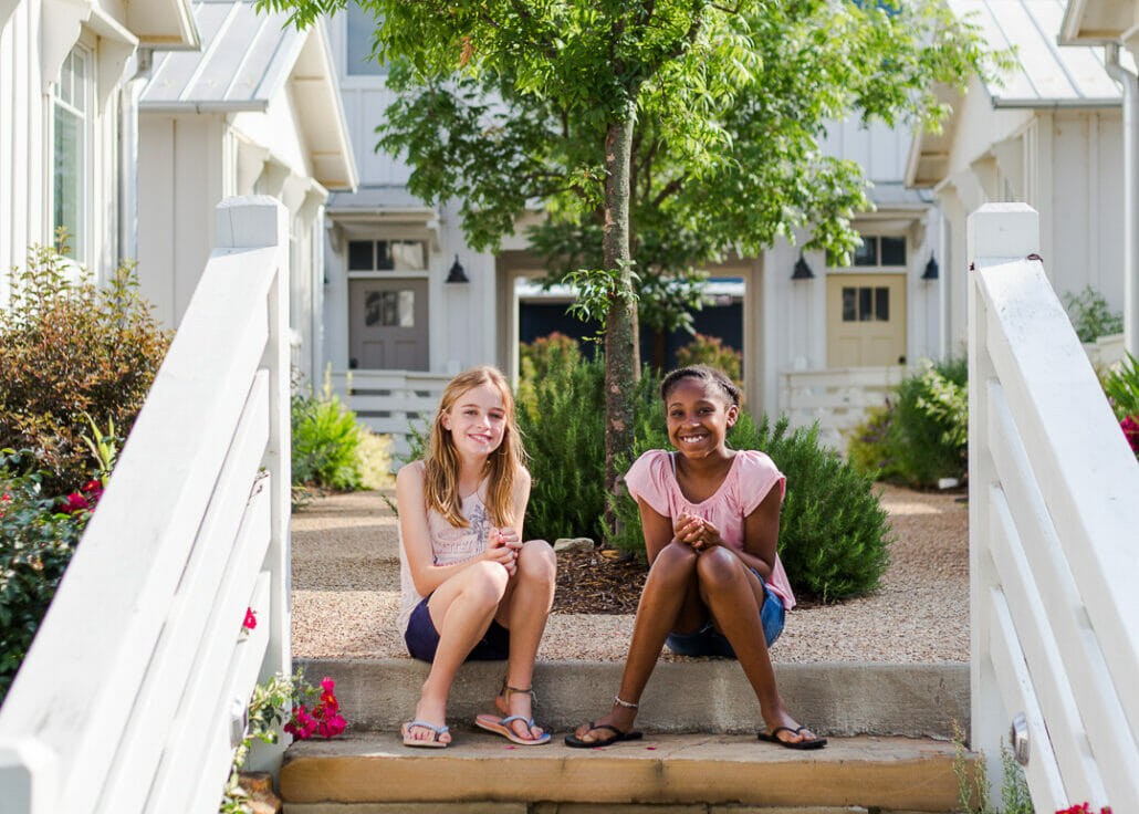 kids sitting on steps